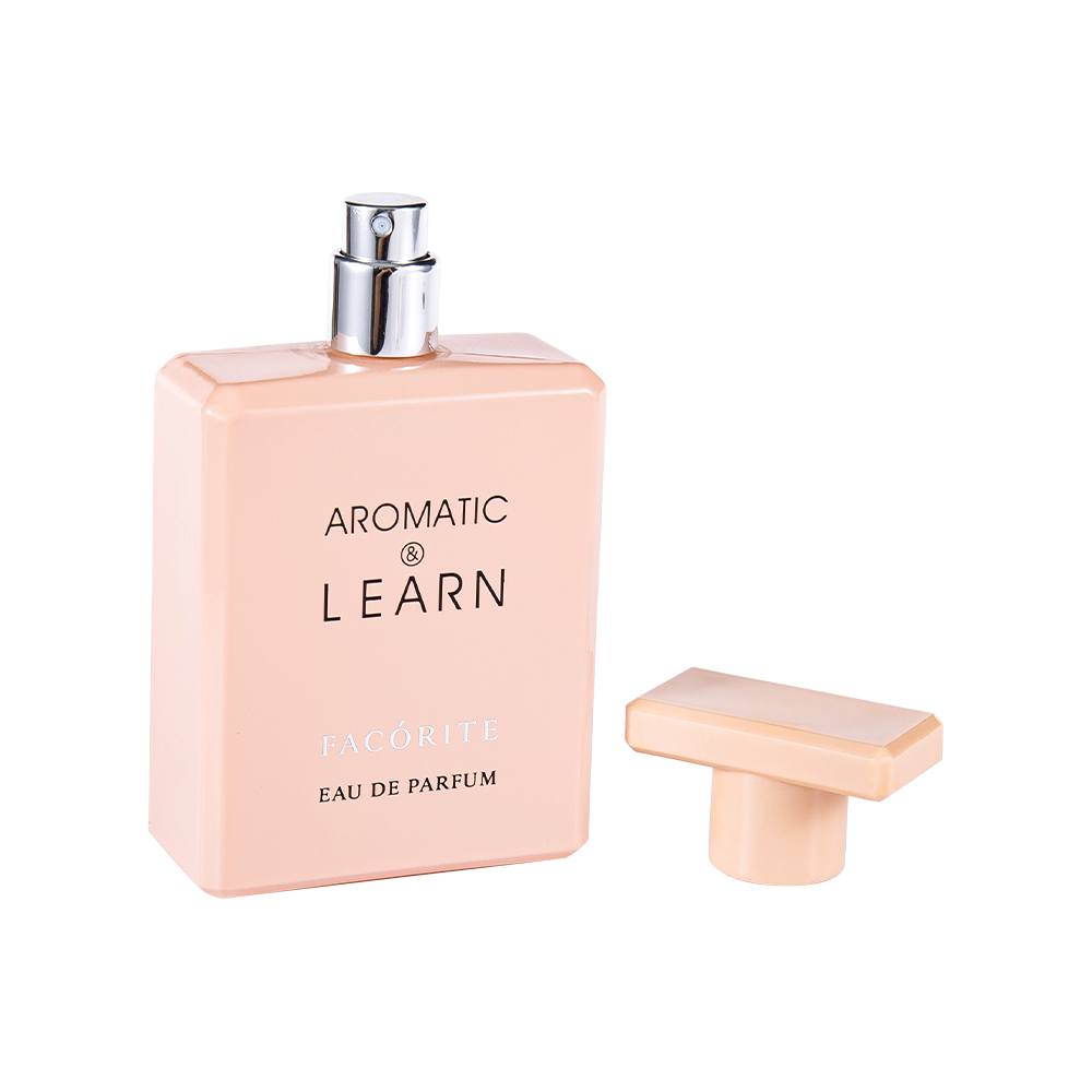 KY1490-WJ2155 50 ml powlekana, drukowana prostokątna szklana butelka na perfumy z błyszczącą nakrętką