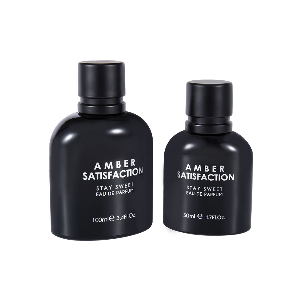 GC3849-WJ176 50 ml szklana butelka perfum powlekana kolorem, jasnoczarna, z nadrukiem, z plastikową nakrętką ABS PP