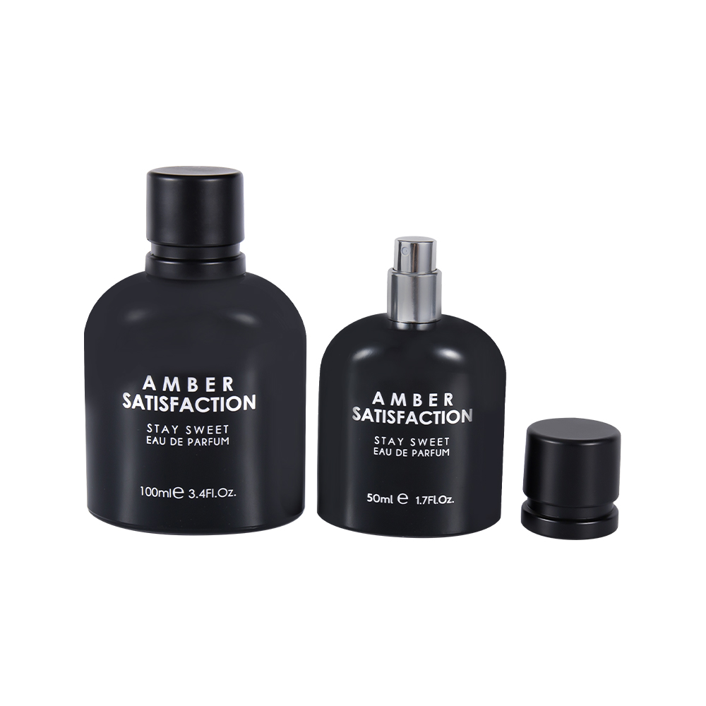 GC3894-WJ176 100 ml szklana butelka perfum powlekana kolorem, jasnoczarna, z nadrukiem, z plastikową nakrętką ABS PP