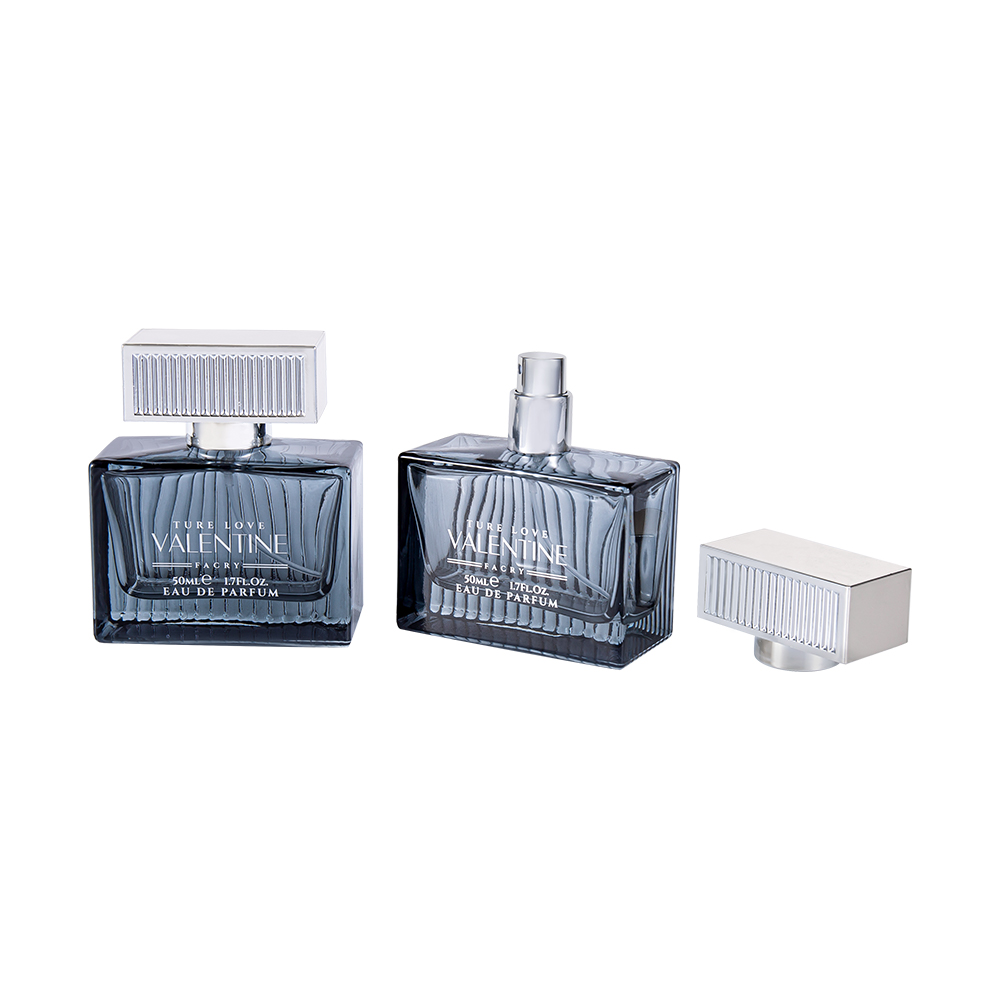 KY1111-WJ2092 50 ml szklana butelka perfum z pionowym paskiem z paskiem z plastikowej osłony UV ABS