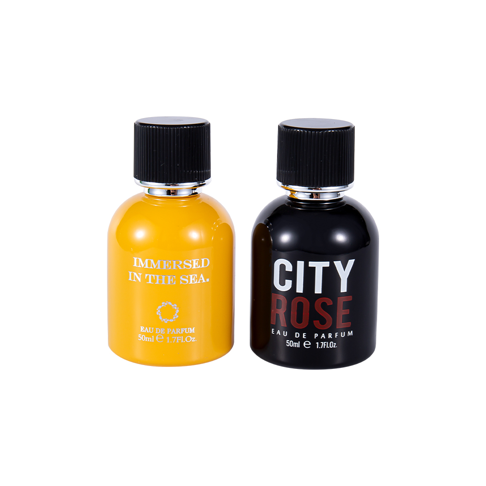 GC4464-WJ2339 Fabrycznie nowa, dekoracyjna szklana butelka na perfumy o pojemności 50 ml z czarną nakrętką na perfumy