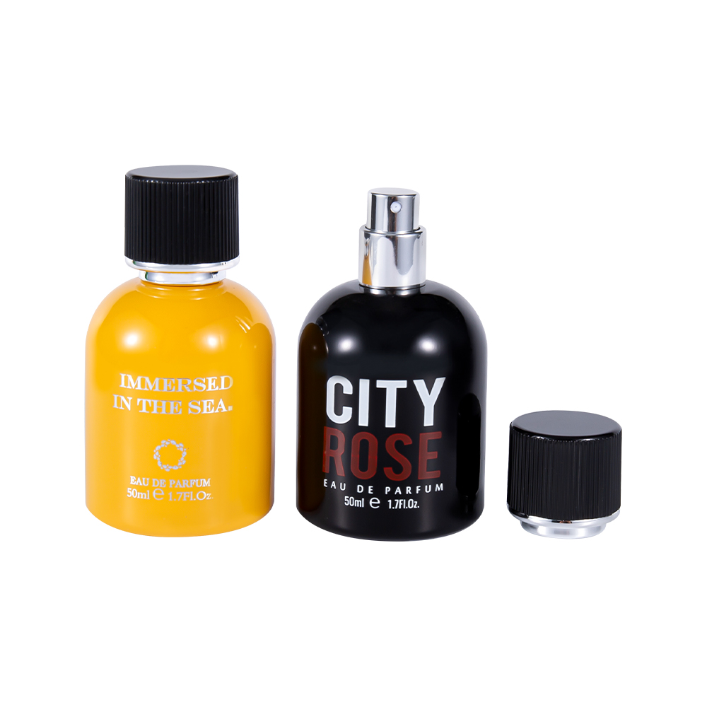 GC4464-WJ2339 Fabrycznie nowa, dekoracyjna szklana butelka na perfumy o pojemności 50 ml z czarną nakrętką na perfumy