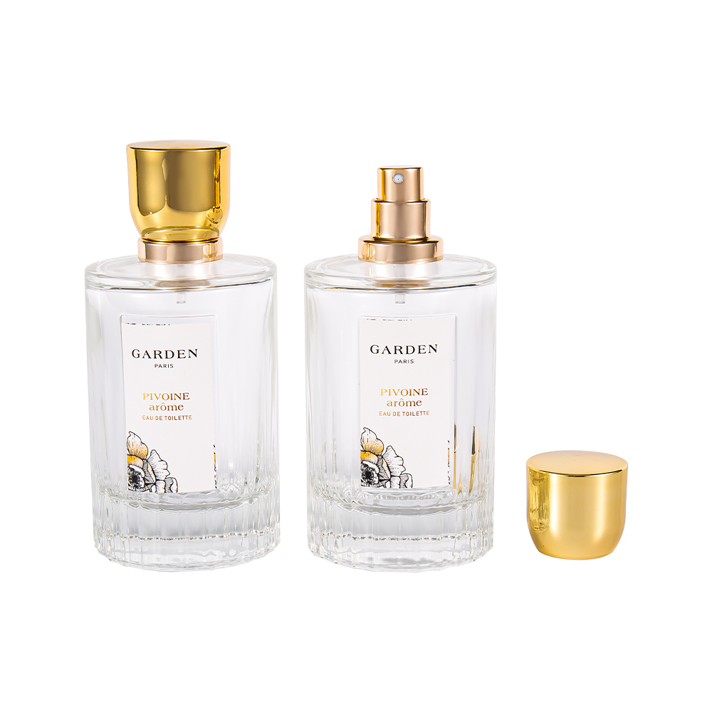 KY1595-WJ2430 100 ml elegancka szklana butelka perfum z luksusową nasadką na perfumy UV Gold